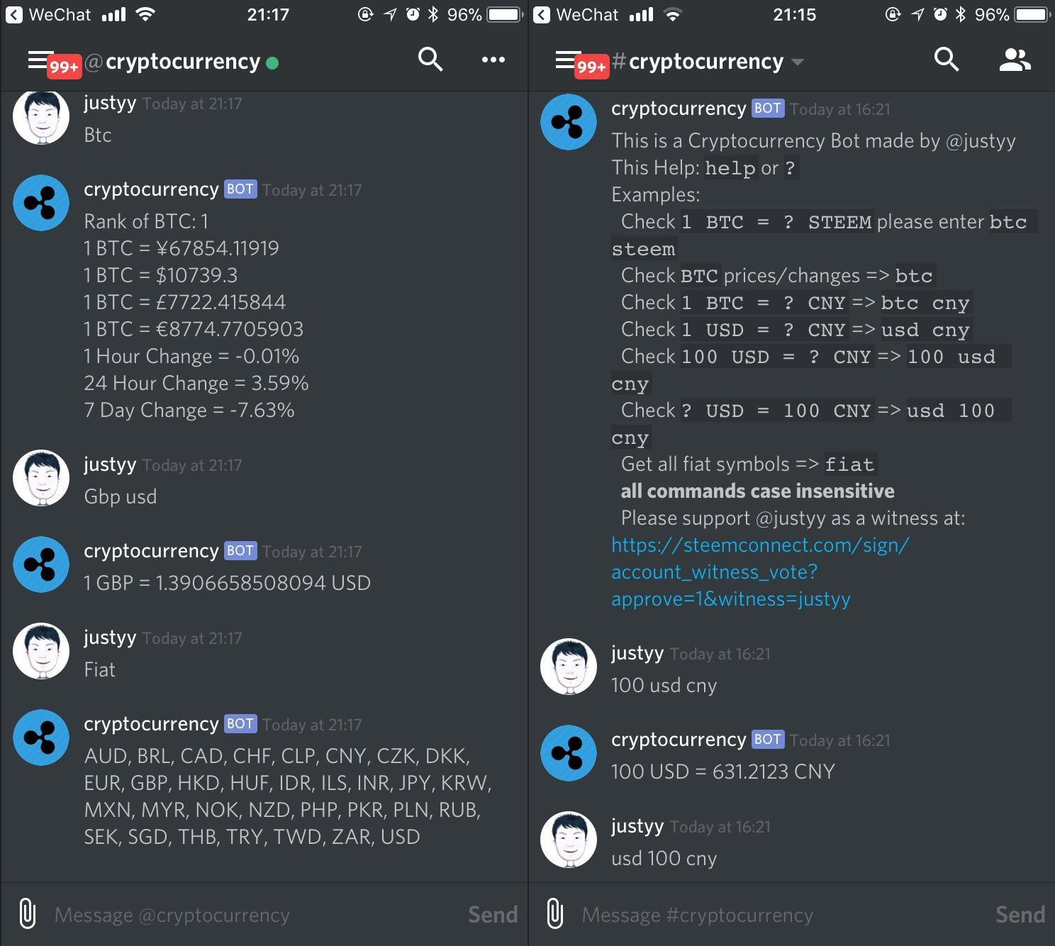 a screenshot of a discord chat environment showcasing their bot feature